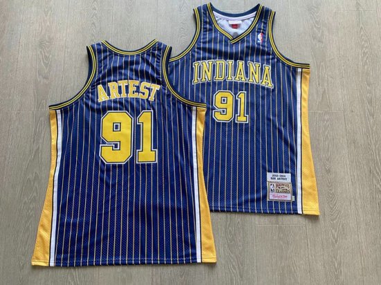 Maillot de Basket #91 Ron Artest Pacers 2003-2004 authentique Marine